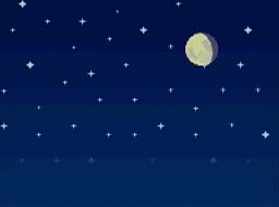 A gif from the game Animal Crossing Wild World, it is a night sky with a shooting star passing