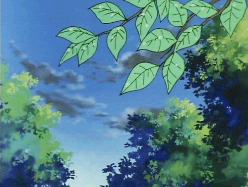 A gif of taken from an unknown cartoon, it is a drop of dew falling from the leaf of a tree